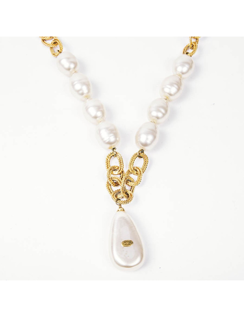 Sautoir Couture CHANEL perles pâte de verre 