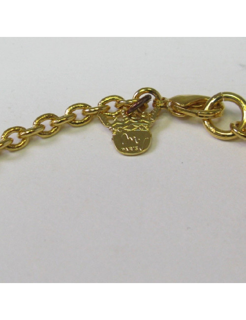 Collier MARGUERITE DE VALOIS  en métal doré et pâte de verre rose