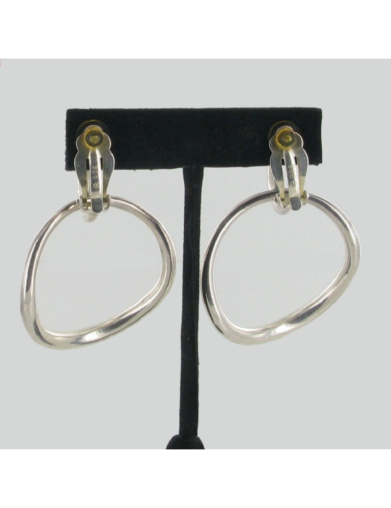 CHANEL creoles clip-on earrings in sterling silver 925 Ag
