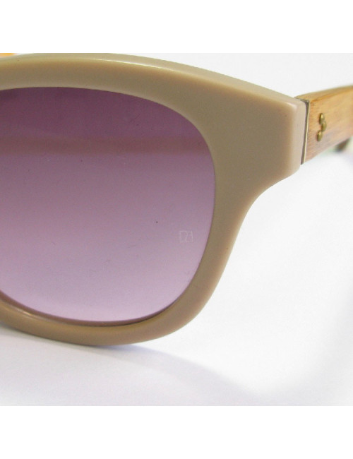 Lunettes de soleil LINDA FARROW LUXE en plastique beige rosé et bois