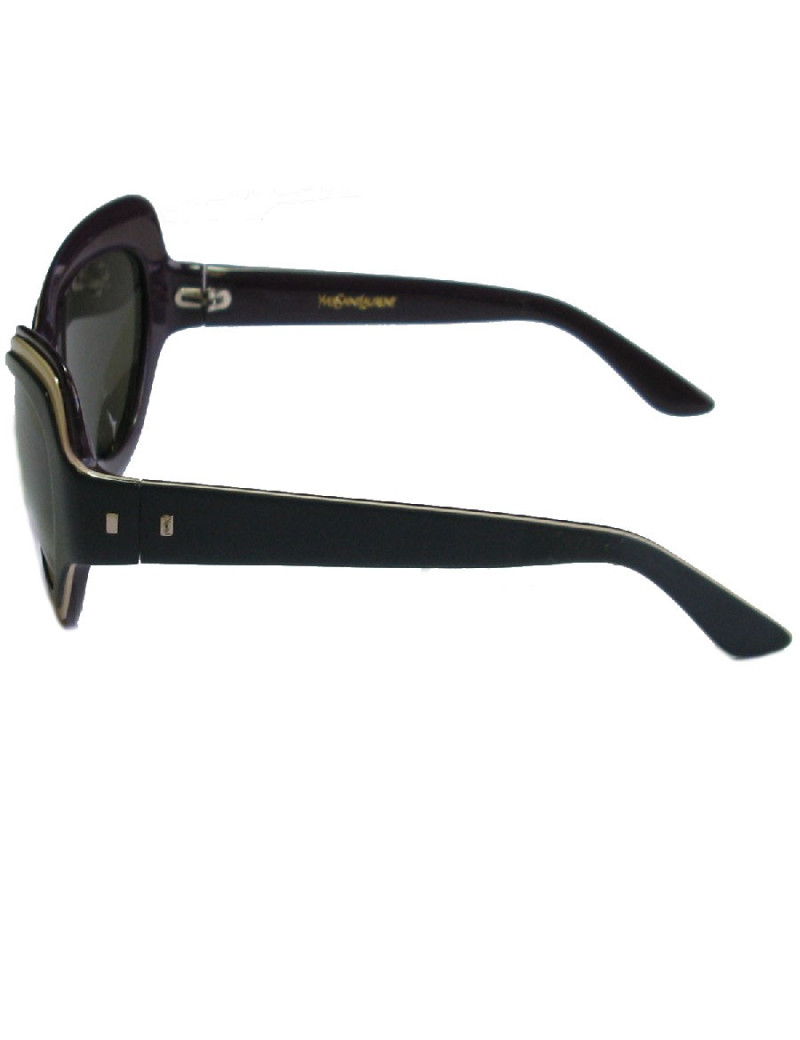 Lunettes de soleil YVES SAINT LAURENT en plastique noir mat, beige et violet