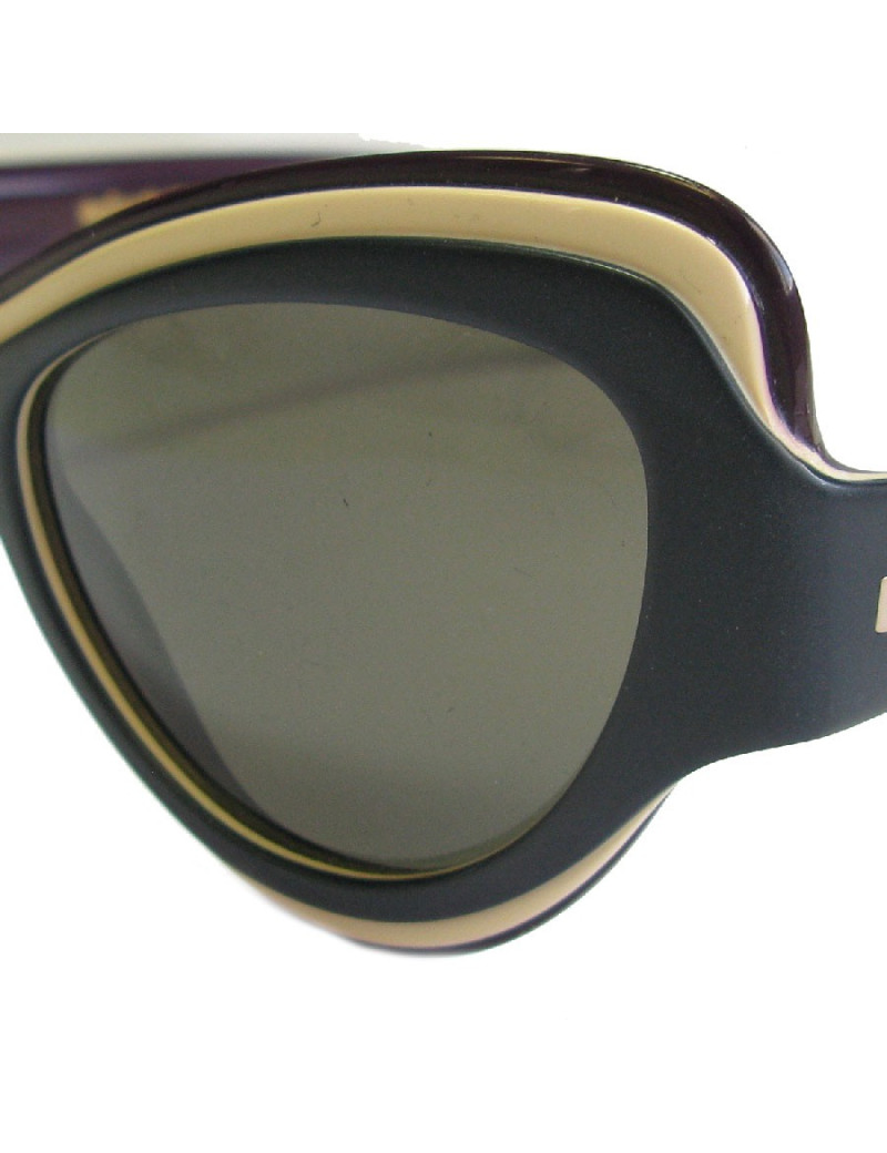 Lunettes de soleil YVES SAINT LAURENT en plastique noir mat, beige et violet