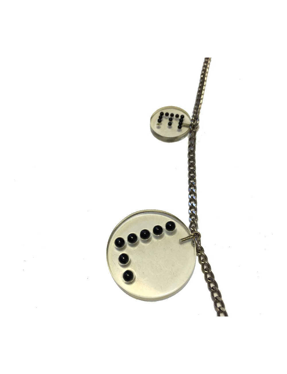 CHANEL belt-necklace in transparent plexi and black pearls