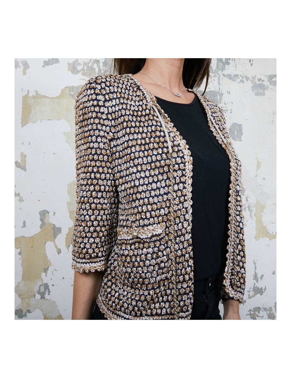 Gilet CHANEL T 36 en tricot multicolore