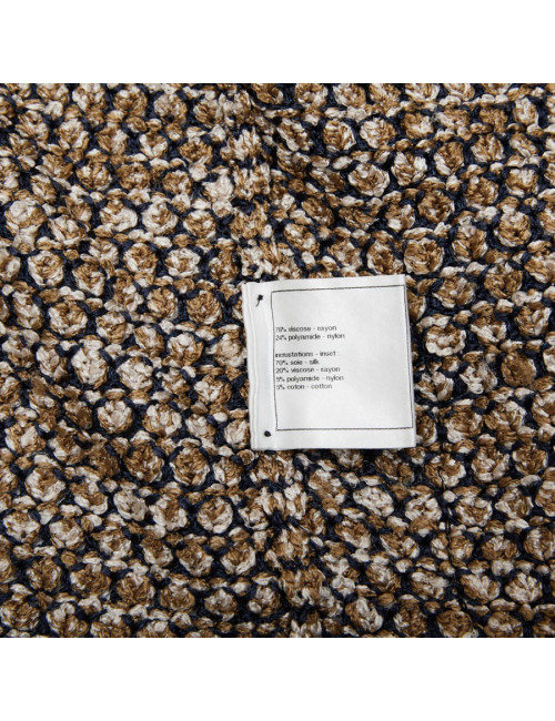 CHANEL vest in gold, navy and ecru knit size 36FR