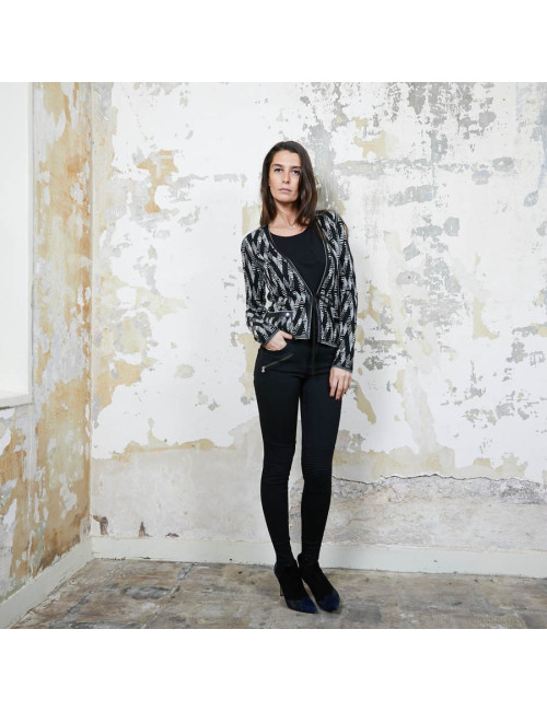 CHANEL cardigan in black and white cashmere size 36FR