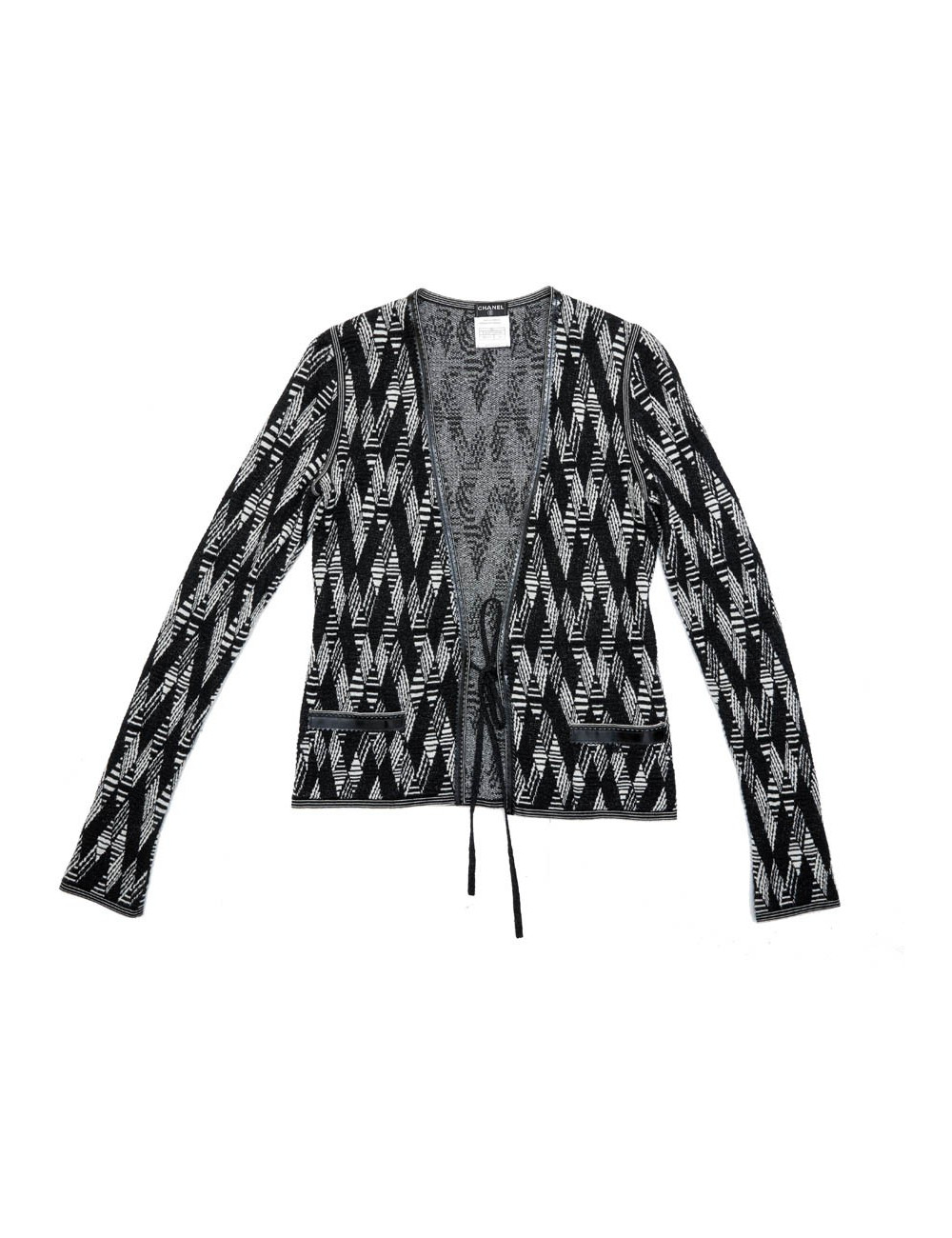 CHANEL cardigan in black and white cashmere size 36FR