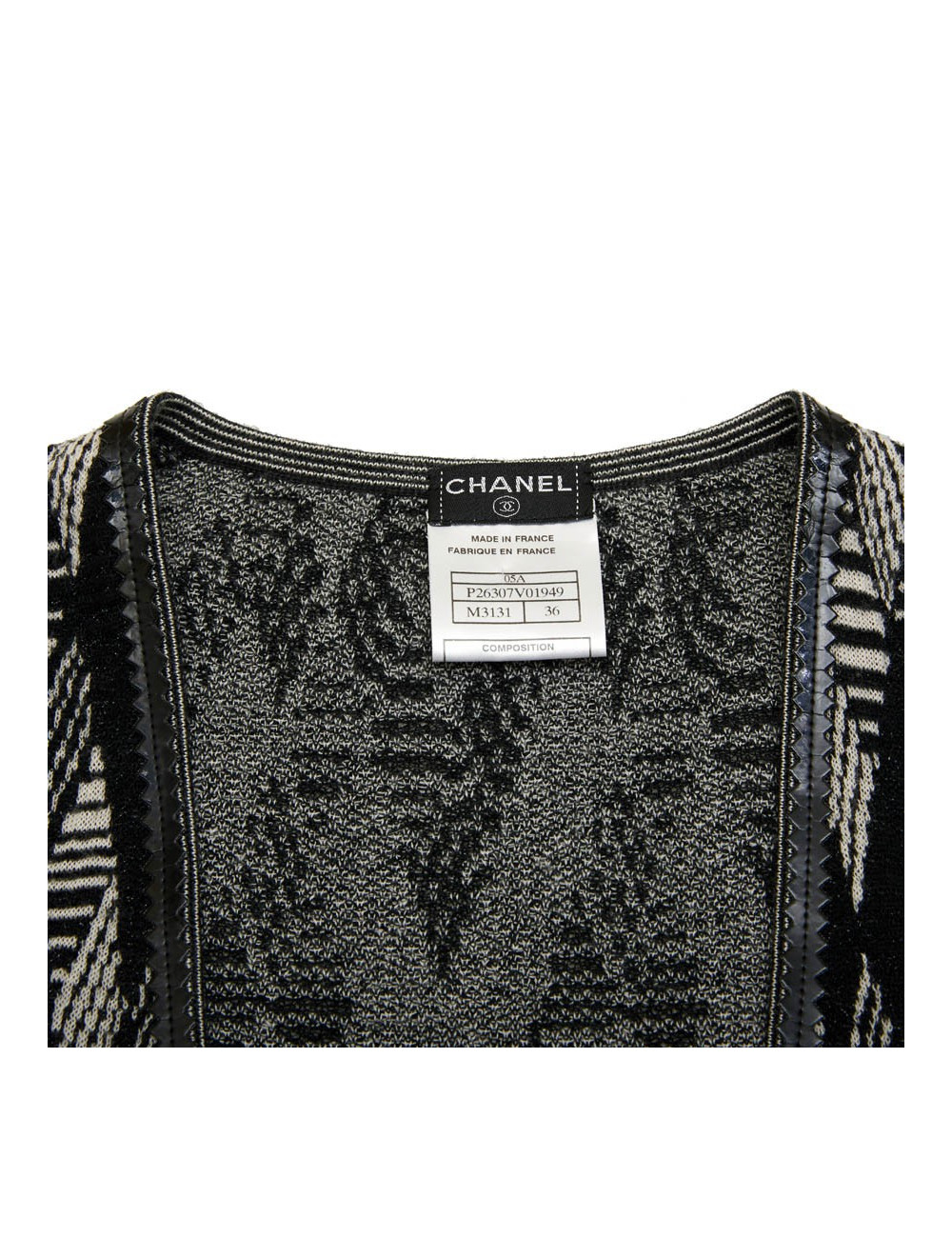 Gilet long  t 36 CHANEL en cachemire noir ET BLANC