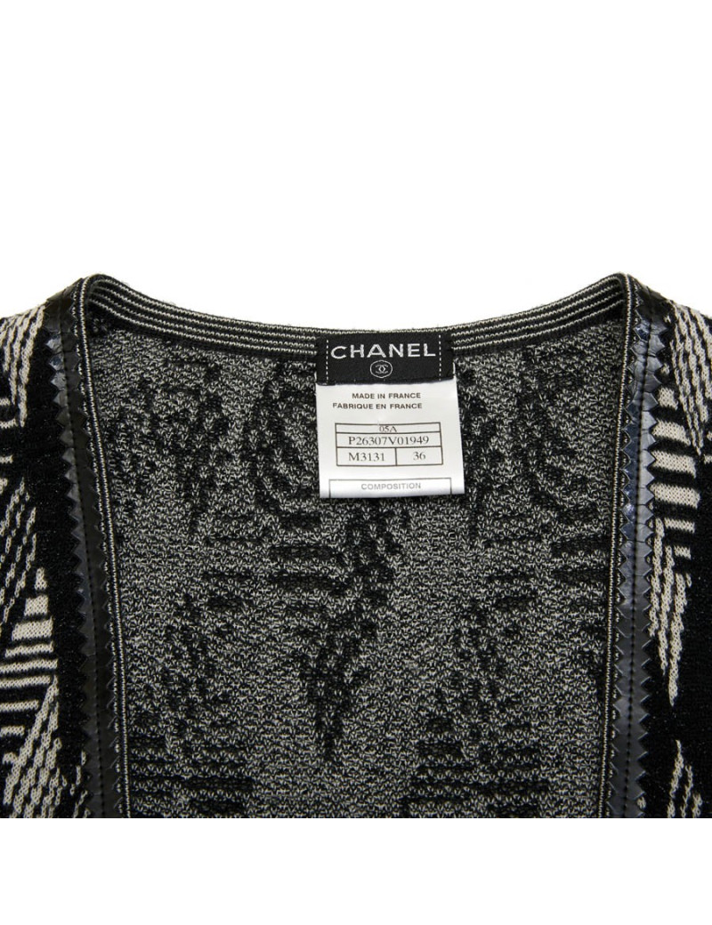 CHANEL cardigan in black and white cashmere size 36FR