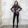 CHANEL jacket in red, silver and black check tweed size 38FR