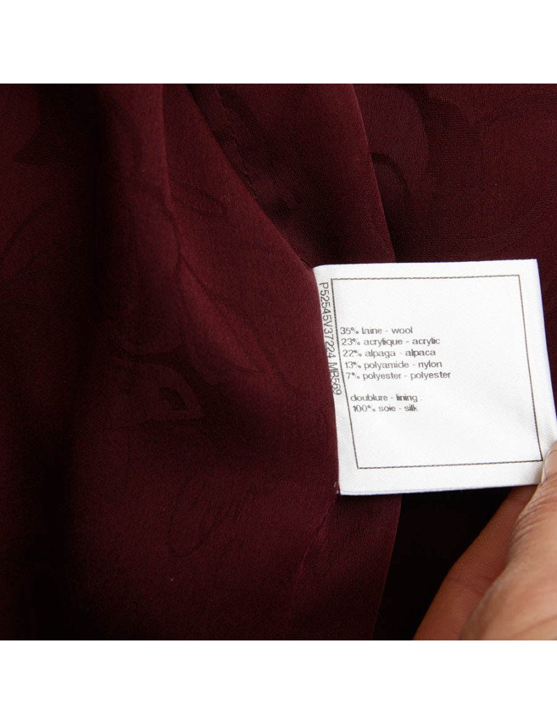 CHANEL jacket in red, silver and black check tweed size 38FR