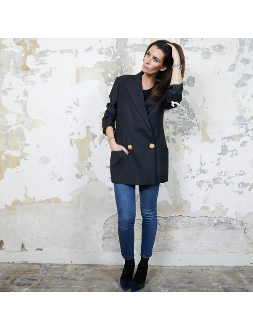 Blazer GIANNI VERSACE Couture en laine et  soie noire