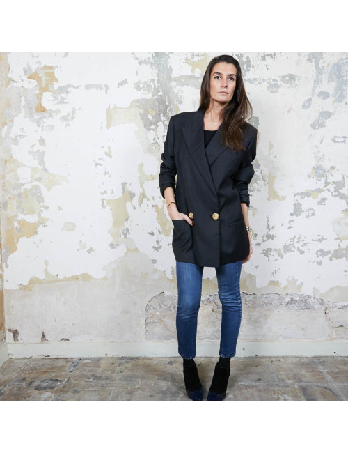 Blazer GIANNI VERSACE Couture en laine et  soie noire