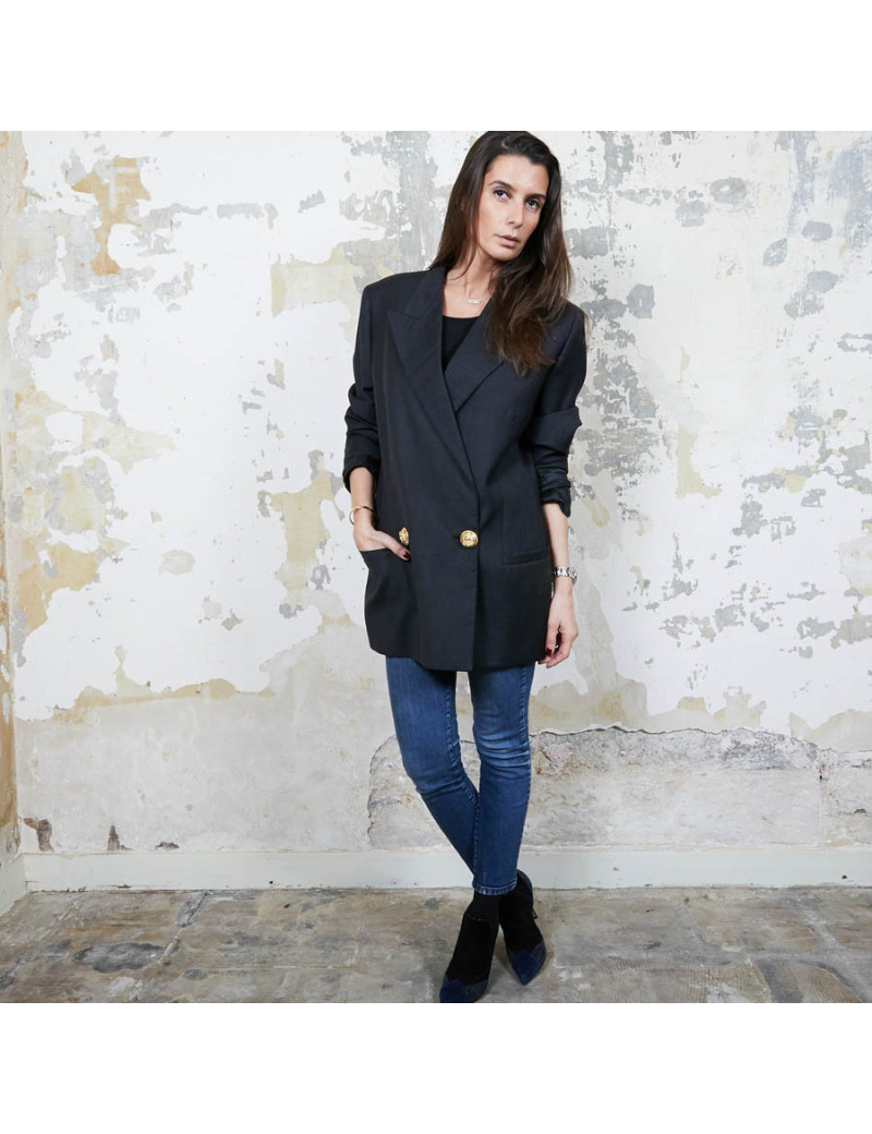 Blazer GIANNI VERSACE Couture en laine et  soie noire