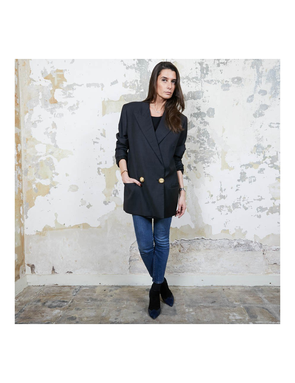 Blazer GIANNI VERSACE Couture en laine et  soie noire