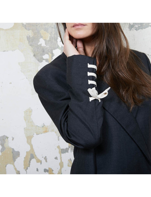 Blazer GIANNI VERSACE Couture en laine et  soie noire