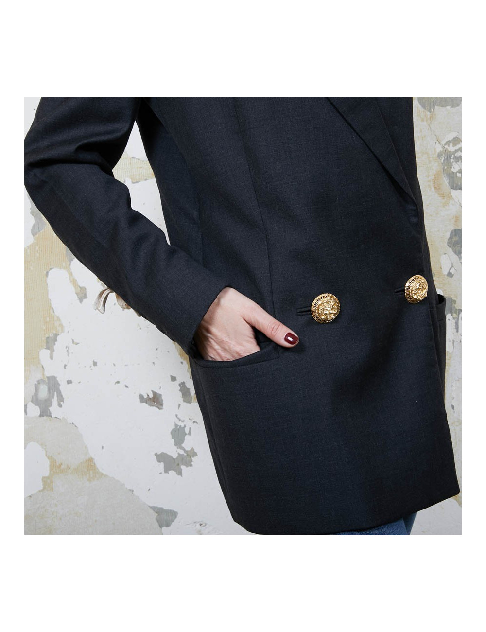 Blazer GIANNI VERSACE Couture en laine et  soie noire