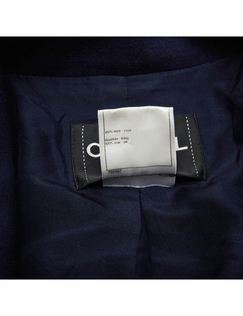 Veste CHANEL T 36 en jersey bleu et liseret gris