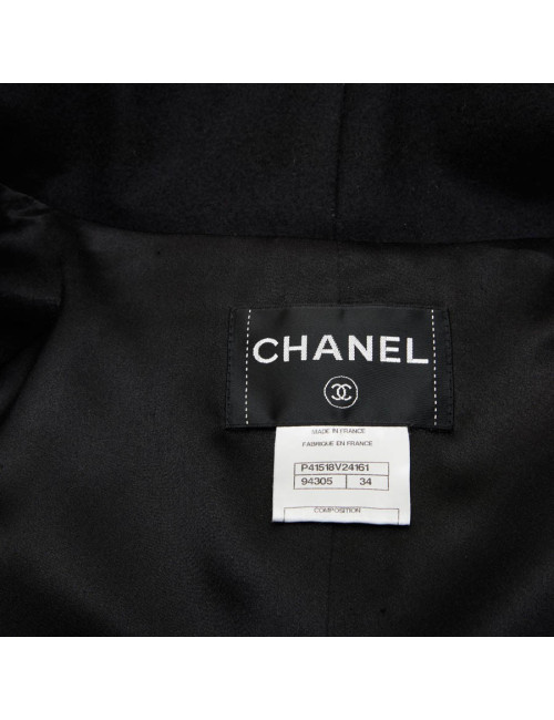 CHANEL T 34 Paris Shanghai Mid-length cape in black wool and cashmere size 34FR
