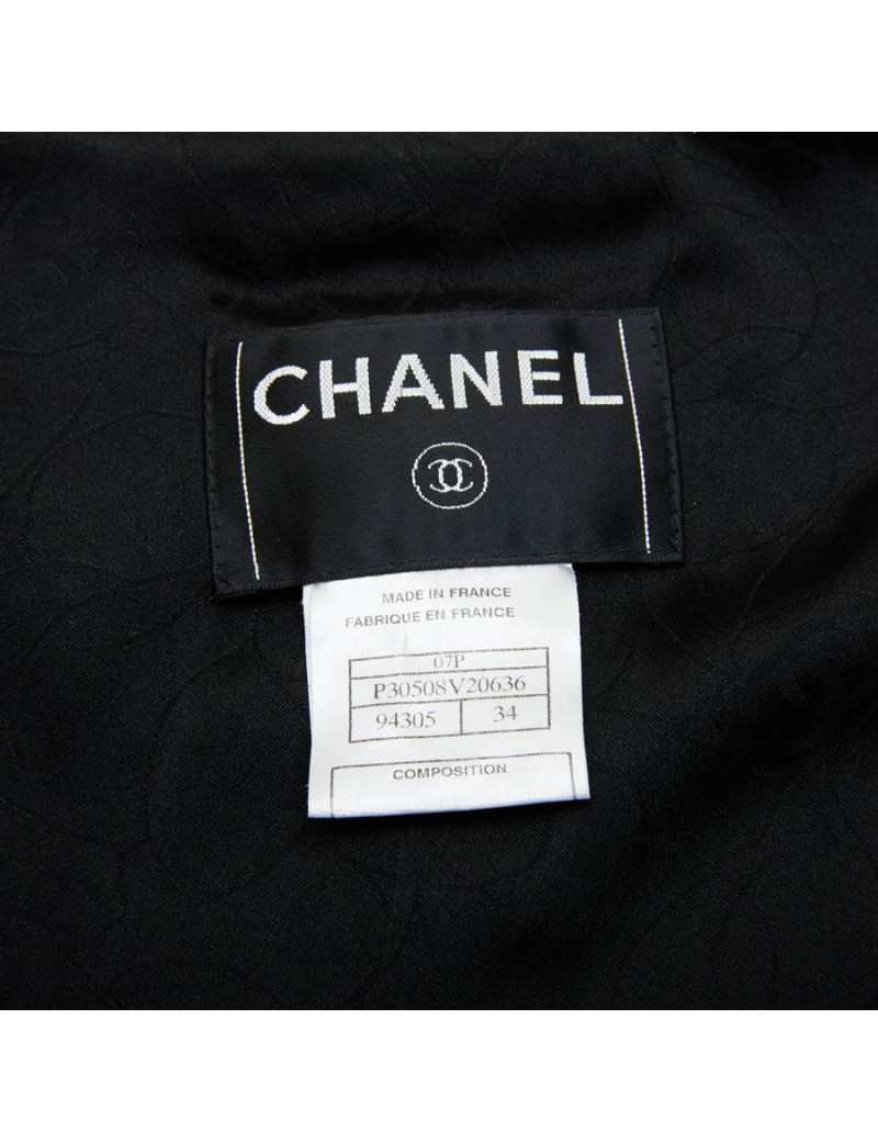 CHANEL iconic long jacket in black tweed size 34FR