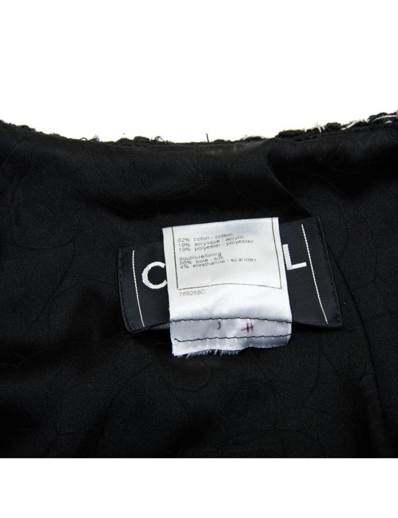CHANEL iconic long jacket in black tweed size 34FR
