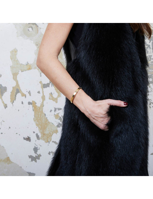 Veste longue t 40 GIVENCHY en fourrure et cuir noir