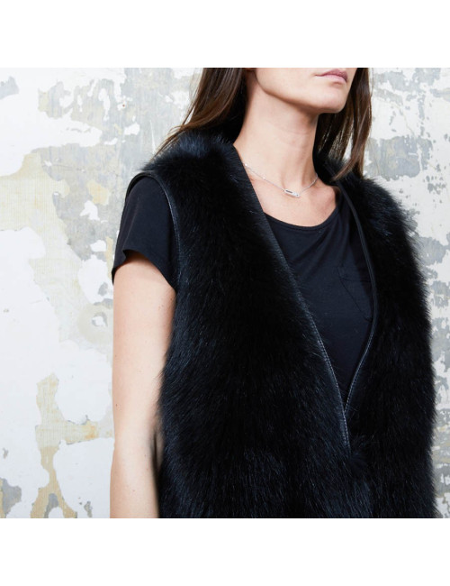 Veste longue t 40 GIVENCHY en fourrure et cuir noir