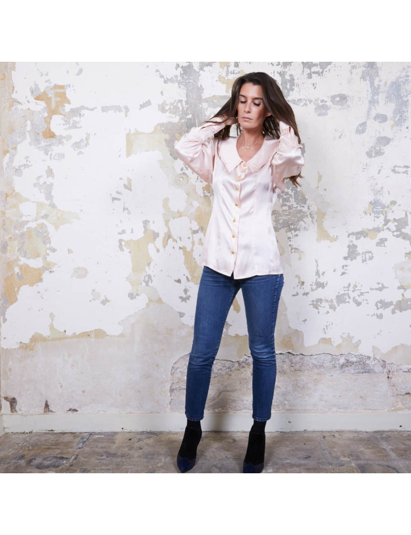 Blouse T  CHANEL soie rose Vintage