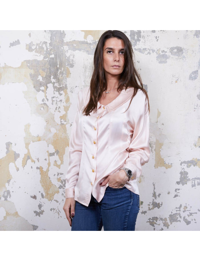 Blouse T  CHANEL soie rose Vintage