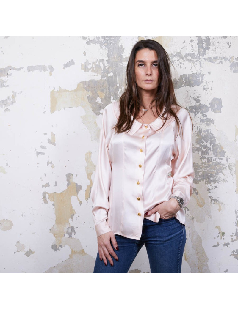 Blouse T  CHANEL soie rose Vintage