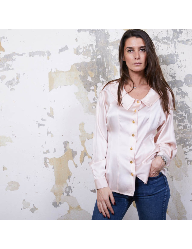 Blouse T  CHANEL soie rose Vintage
