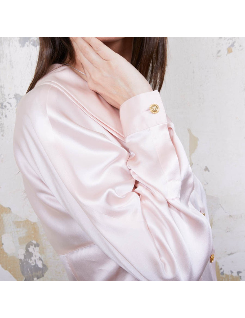 Blouse T  CHANEL soie rose Vintage
