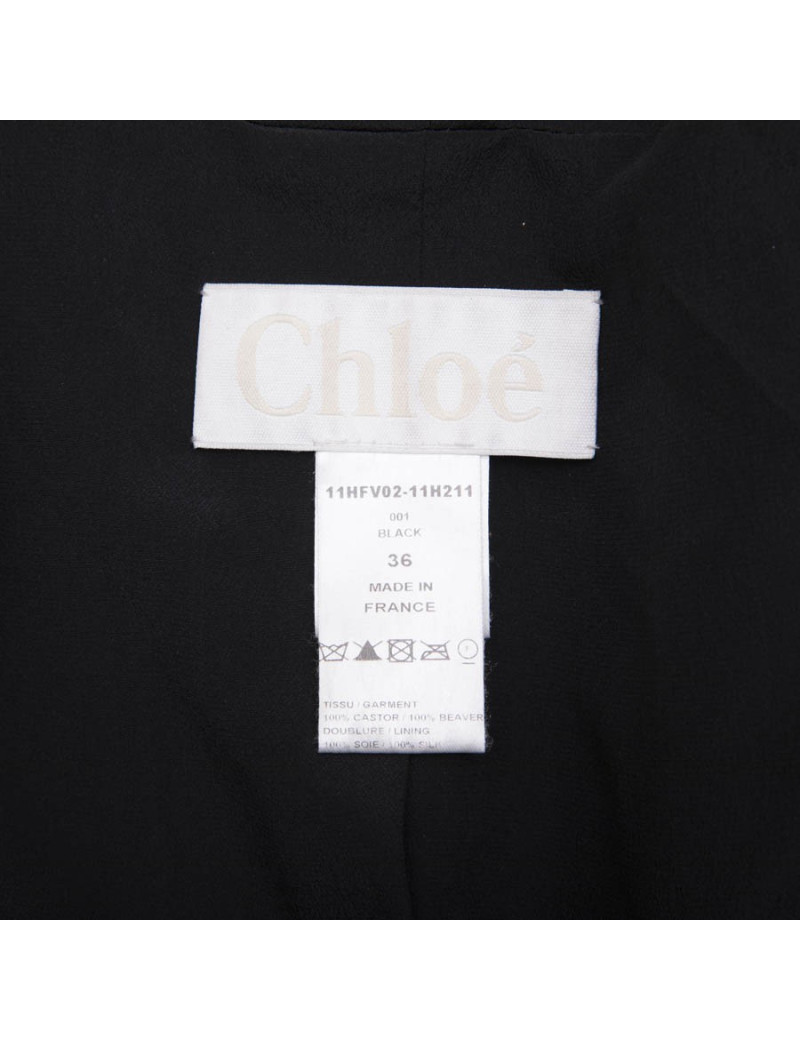 CHLOE hooded jacket in black shiny beaver fur size 38FR