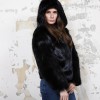 CHLOE hooded jacket in black shiny beaver fur size 38FR