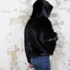CHLOE hooded jacket in black shiny beaver fur size 38FR