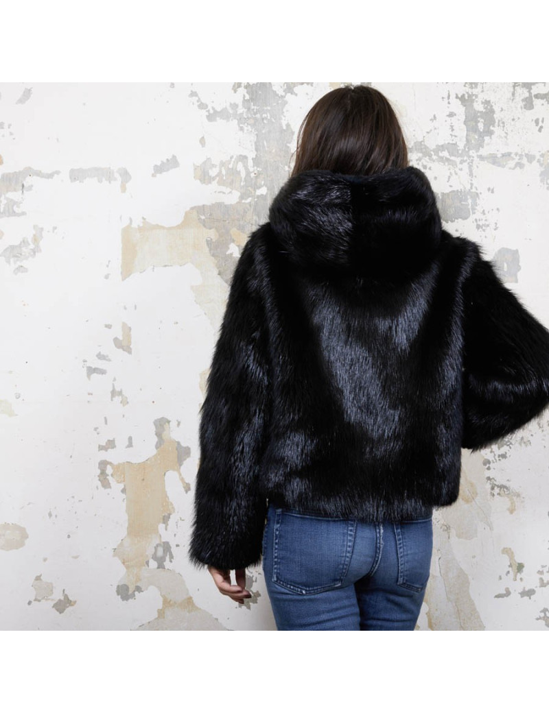 Veste T 38 CHLOE en Castor noir brillant