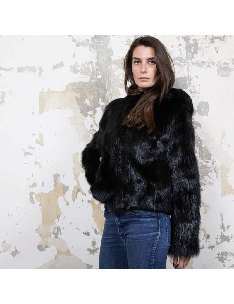 Veste T 38 CHLOE en Castor noir brillant