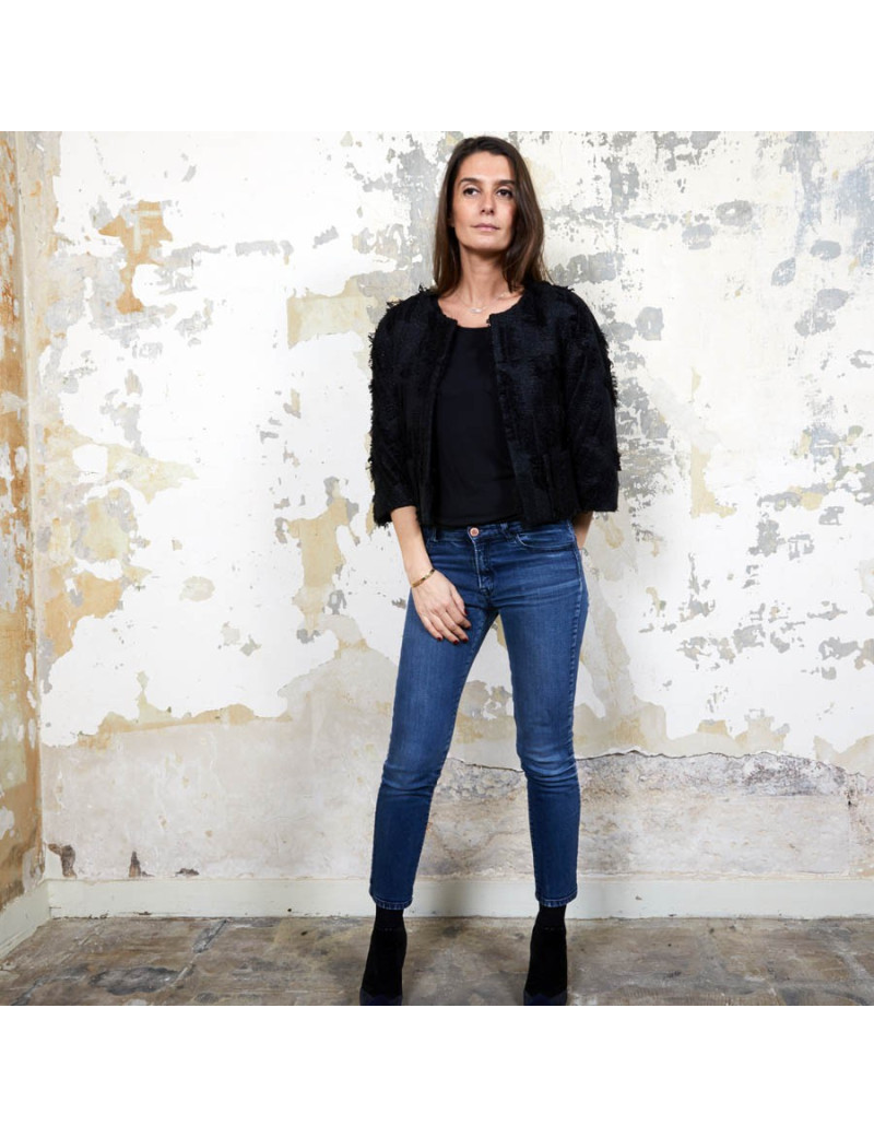 Veste courte T 38 CHANEL noir