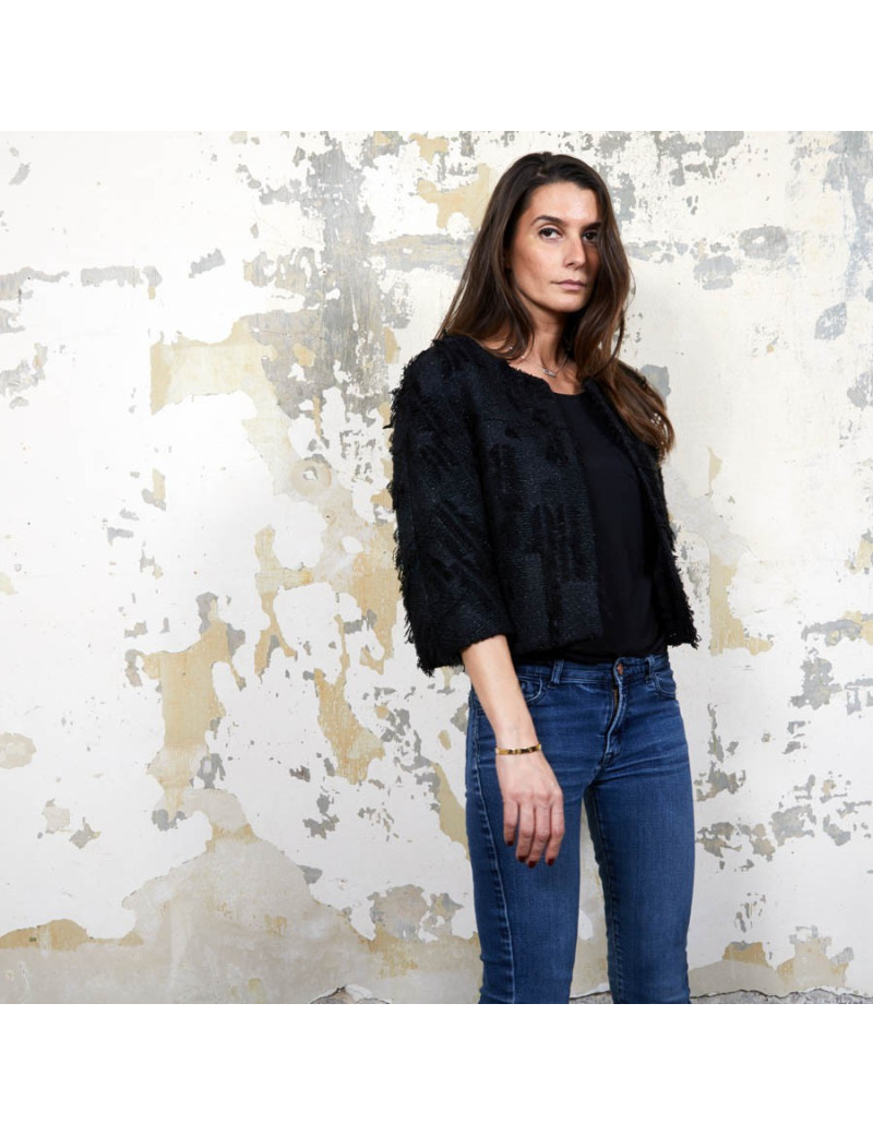 Veste courte T 38 CHANEL noir