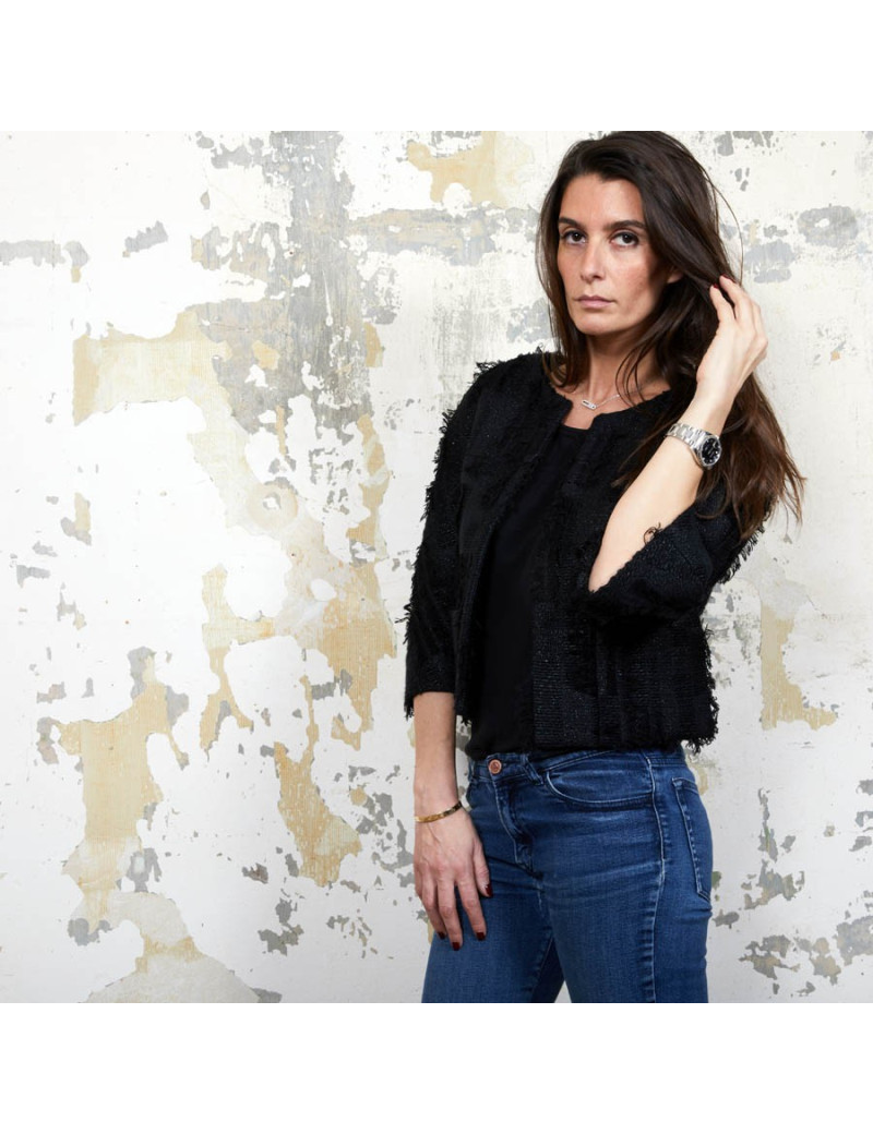 Veste courte T 38 CHANEL noir