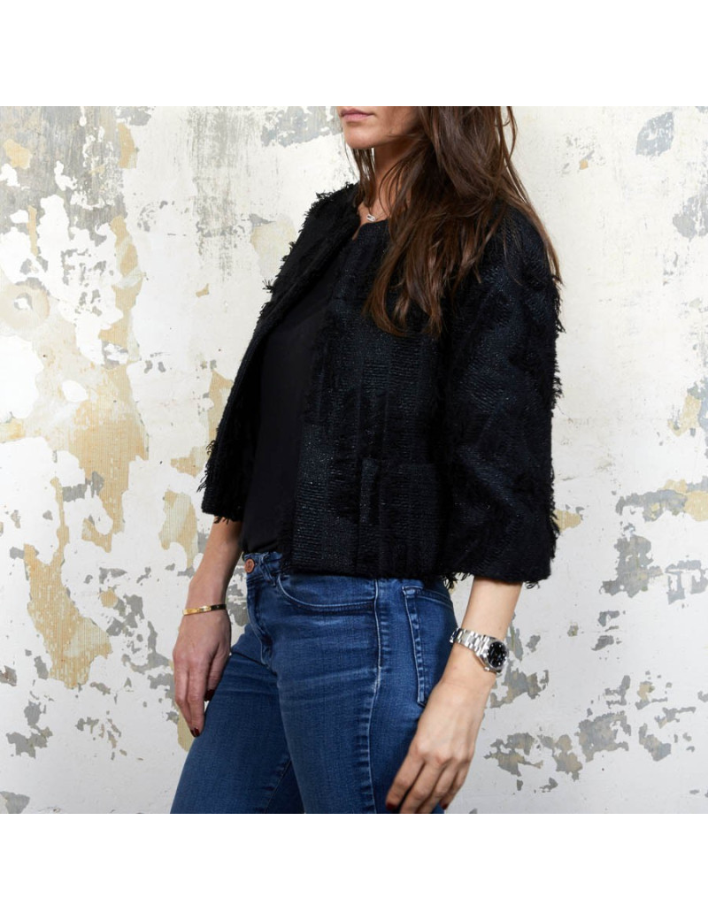 CHANEL short black jacket Size 38FR