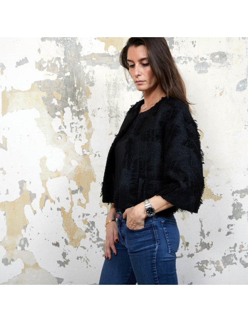 CHANEL short black jacket Size 38FR