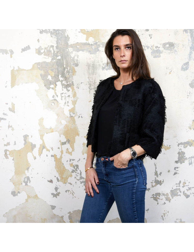 Veste courte T 38 CHANEL noir