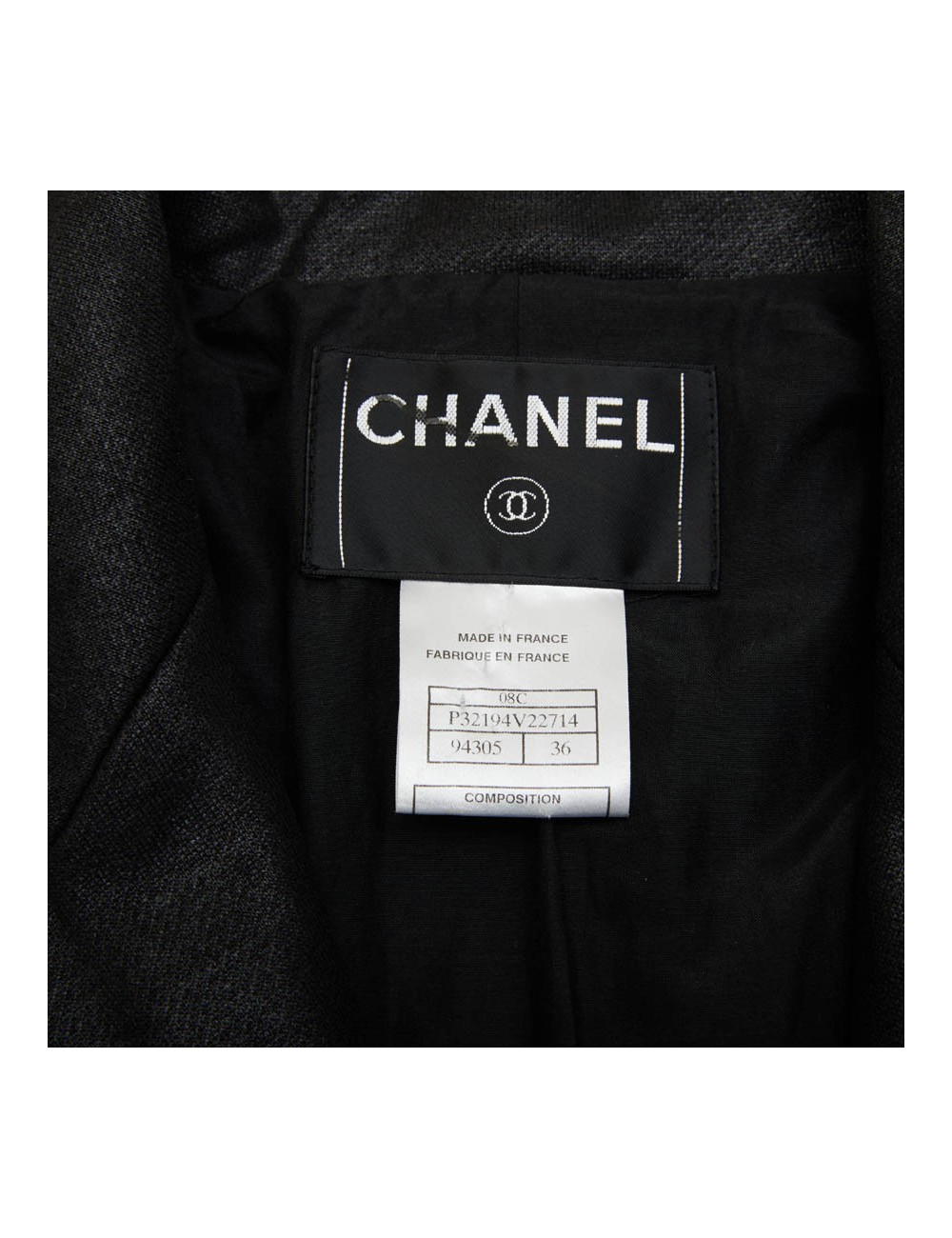 CHANEL dress jacket in black cotton and cashmere size 36FR