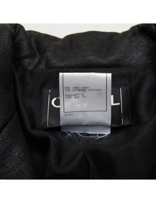 CHANEL dress jacket in black cotton and cashmere size 36FR