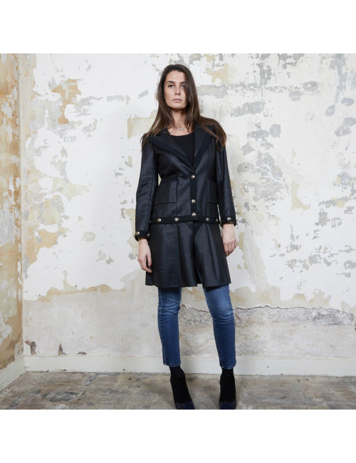 CHANEL dress jacket in black cotton and cashmere size 36FR