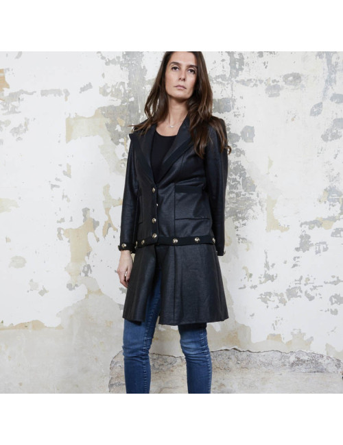 CHANEL dress jacket in black cotton and cashmere size 36FR