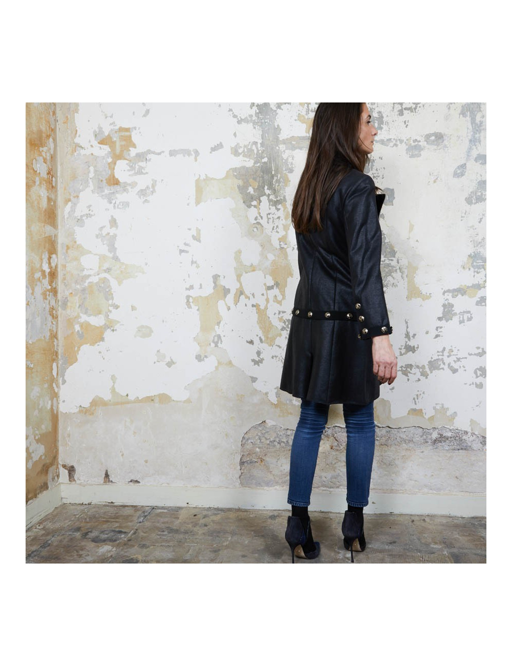 CHANEL dress jacket in black cotton and cashmere size 36FR