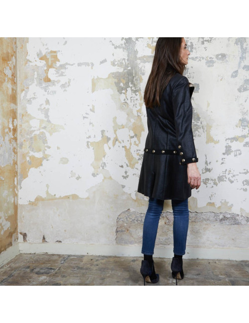 CHANEL dress jacket in black cotton and cashmere size 36FR