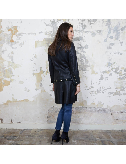 CHANEL dress jacket in black cotton and cashmere size 36FR